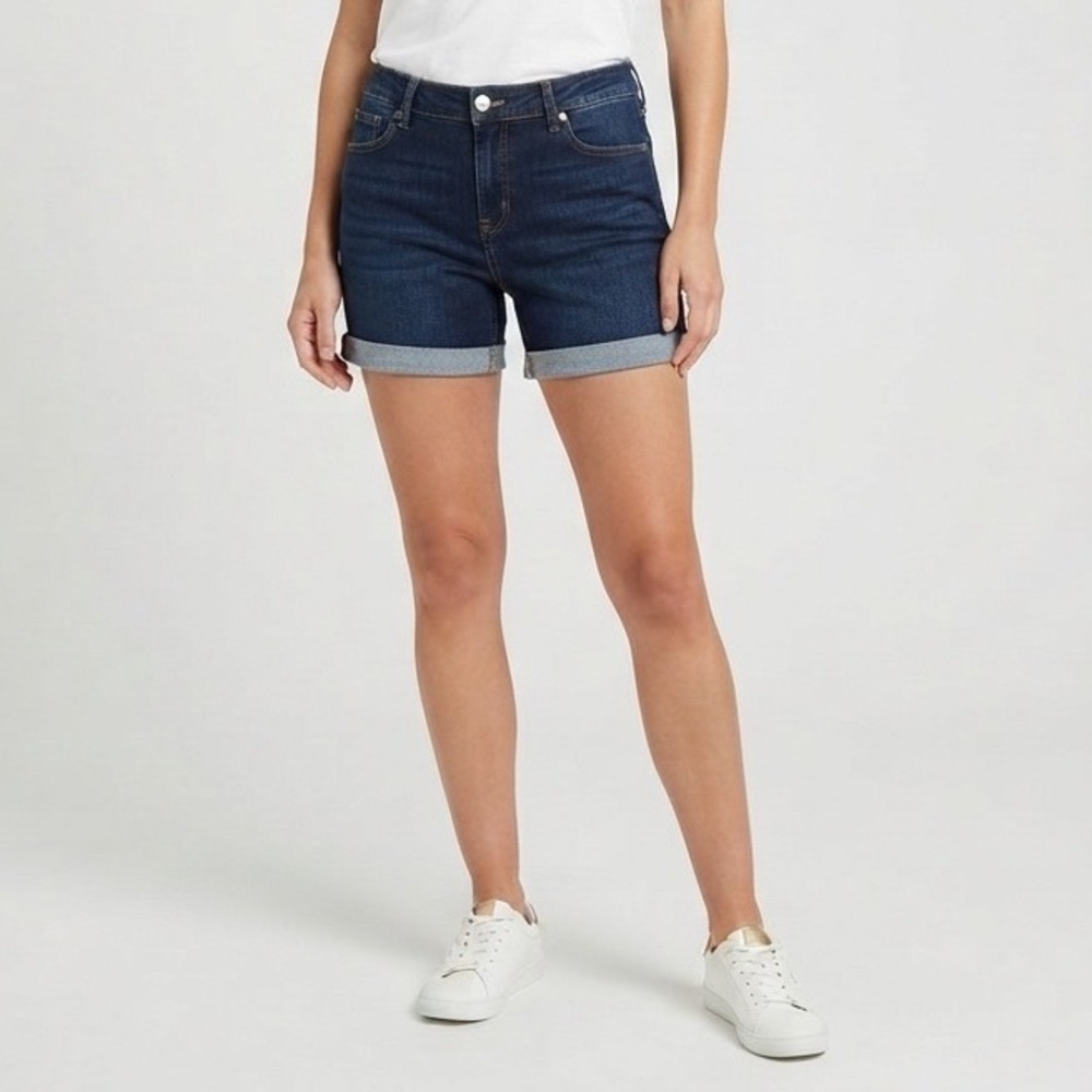 Denim Co Shorts Womens 12 Cuffed Dark Wash Blue Stretch Denim Excellent